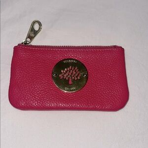 MULBERRY Leather Luxury Small Pouch Purse With Gold Accents Front Tree Branded.